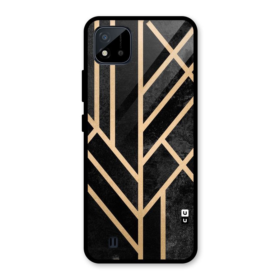 Tri Lines Gold Glass Back Case for Realme C11 2021