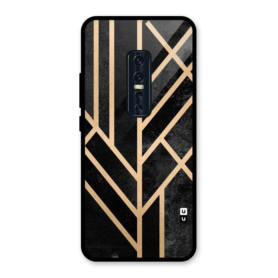 Tri Lines Gold Glass Back Case for Vivo V17 Pro