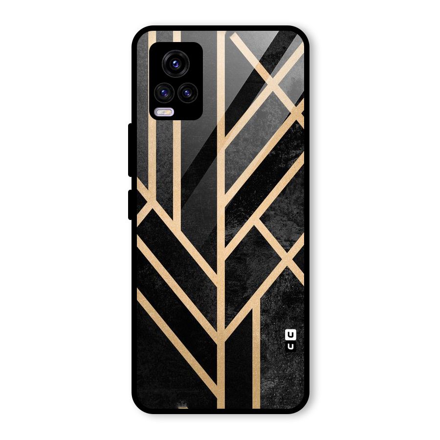 Tri Lines Gold Glass Back Case for Vivo V20 2021