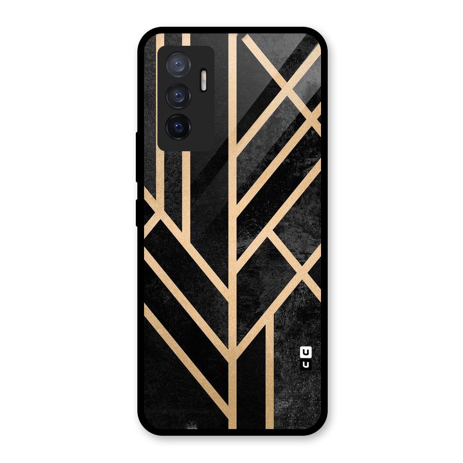 Tri Lines Gold Glass Back Case for Vivo V23e