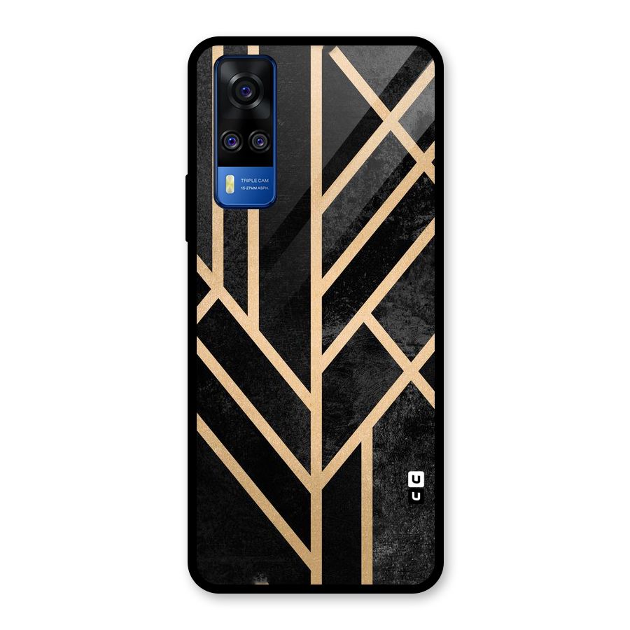 Tri Lines Gold Glass Back Case for Vivo Y31