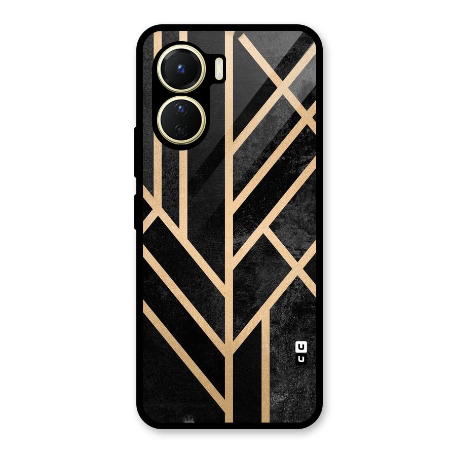 Tri Lines Gold Glass Back Case for Vivo Y56