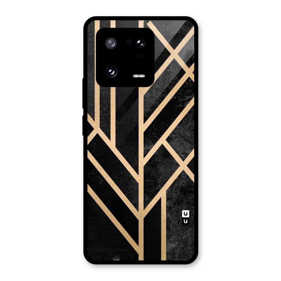 Tri Lines Gold Glass Back Case for Xiaomi 13 Pro
