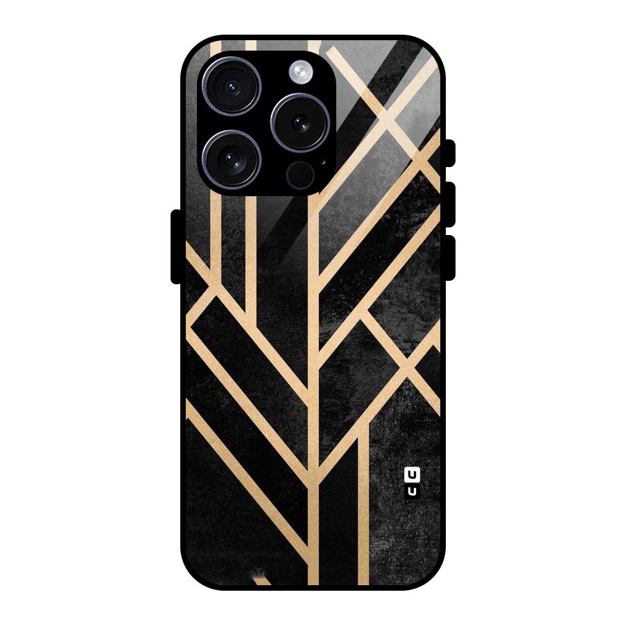 Tri Lines Gold Glass Back Case for iPhone 15 Pro
