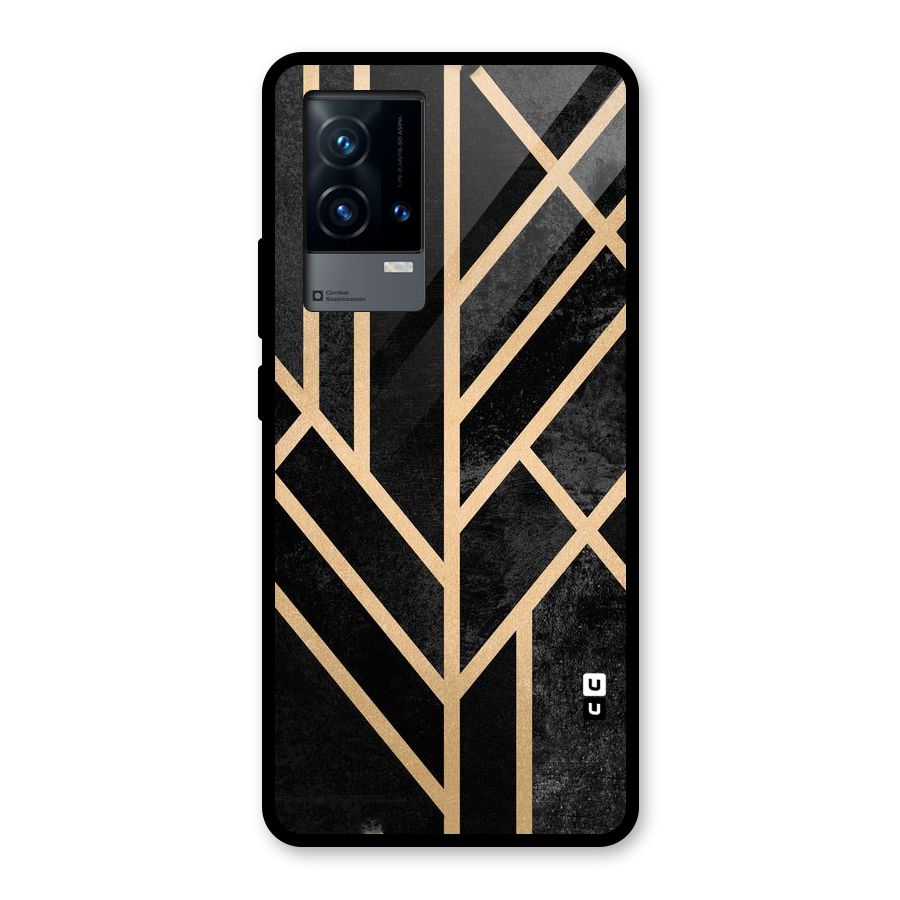 Tri Lines Gold Glass Back Case for iQOO 9 5G