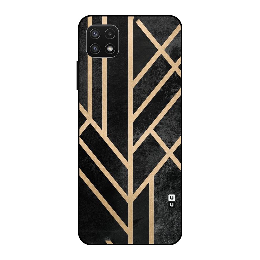 Tri Lines Gold Metal Back Case for Galaxy A22 5G