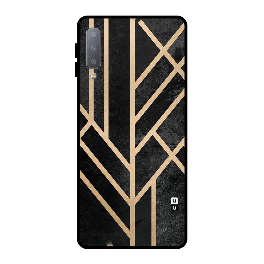 Tri Lines Gold Metal Back Case for Galaxy A7 (2018)