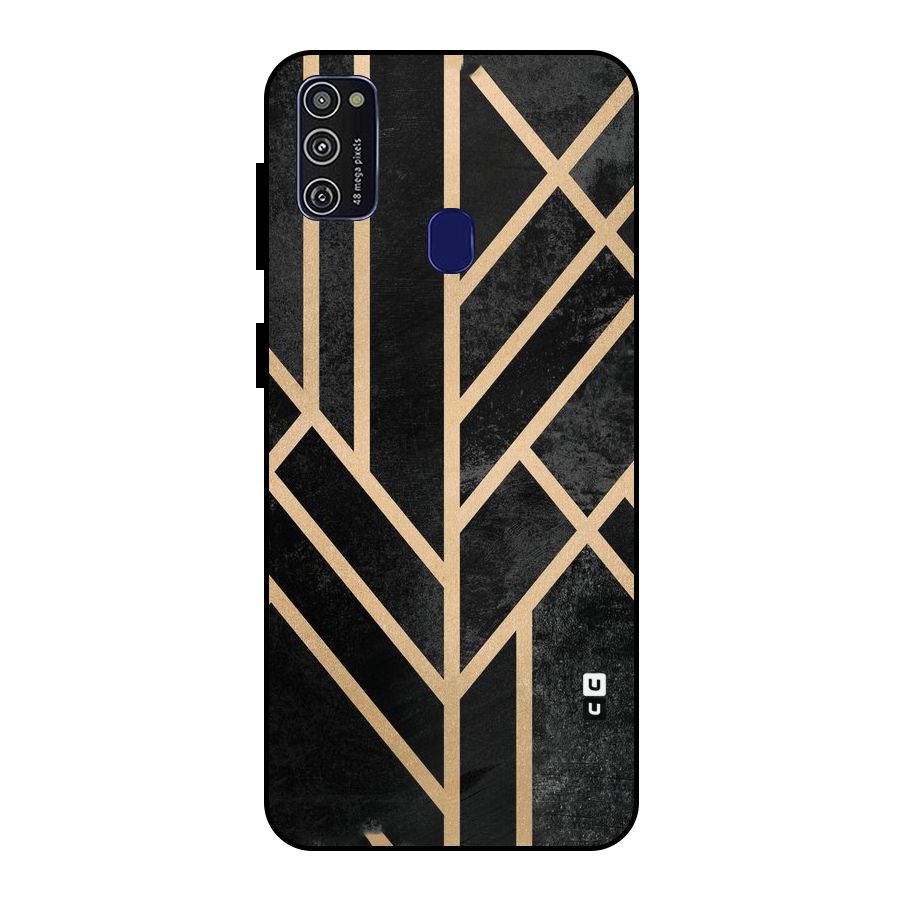 Tri Lines Gold Metal Back Case for Galaxy M21