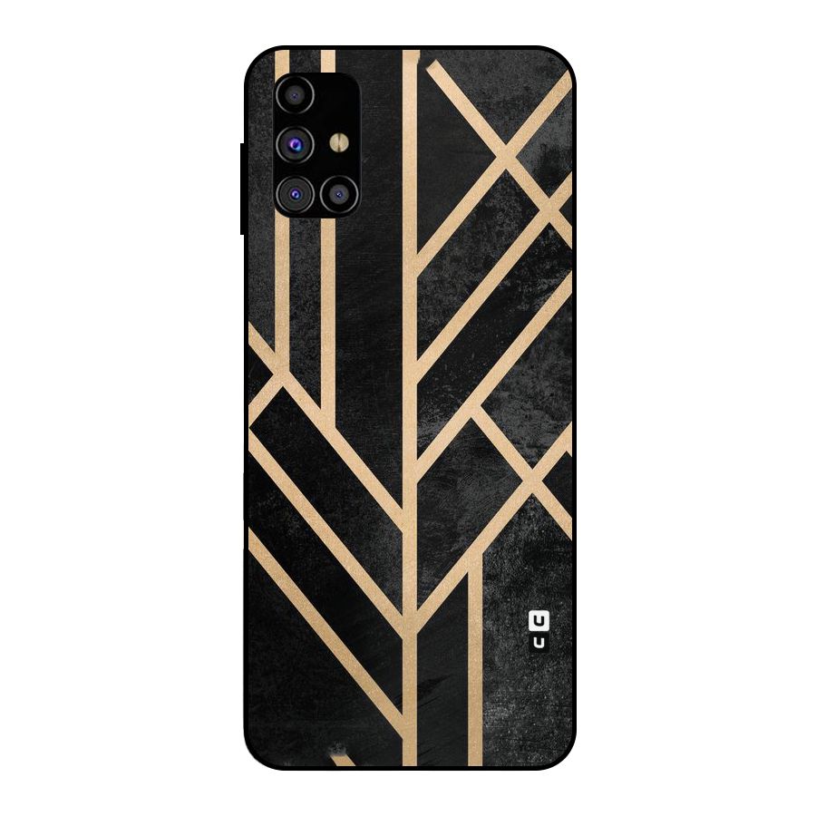 Tri Lines Gold Metal Back Case for Galaxy M31s