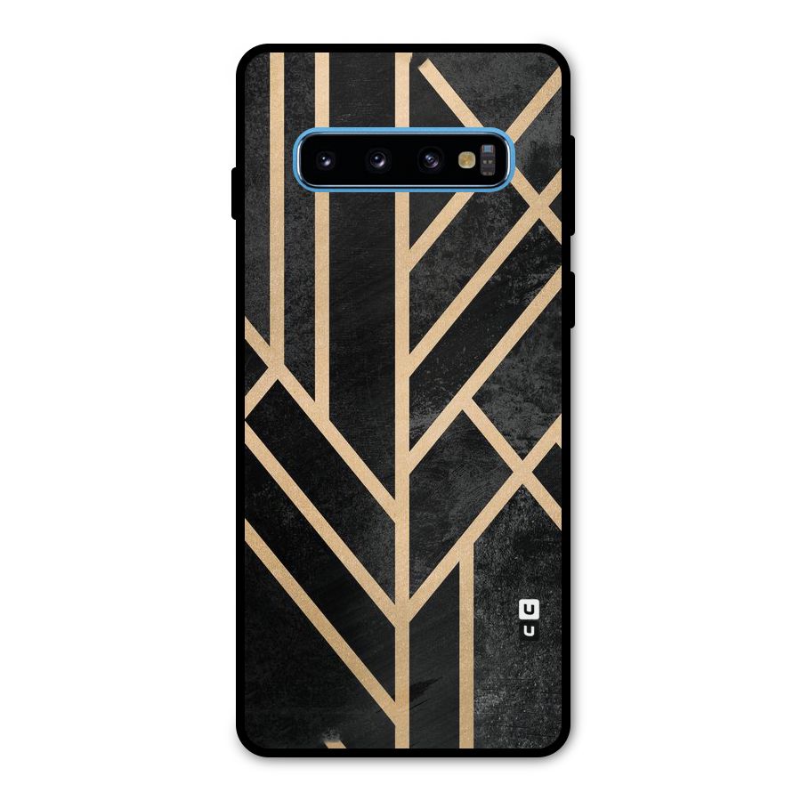 Tri Lines Gold Metal Back Case for Galaxy S10