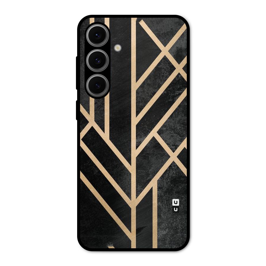Tri Lines Gold Metal Back Case for Galaxy S24 FE