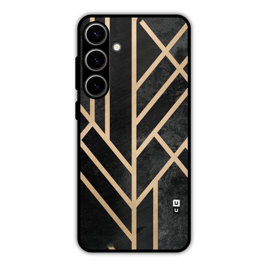 Tri Lines Gold Metal Back Case for Galaxy S24 Plus