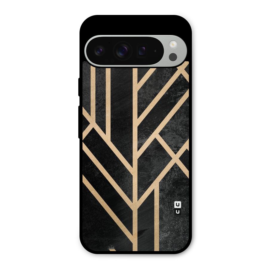Tri Lines Gold Metal Back Case for Google Pixel 9 Pro XL
