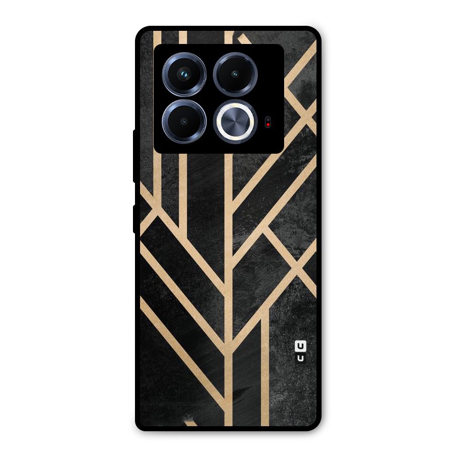 Tri Lines Gold Metal Back Case for Infinix Note 40 5G