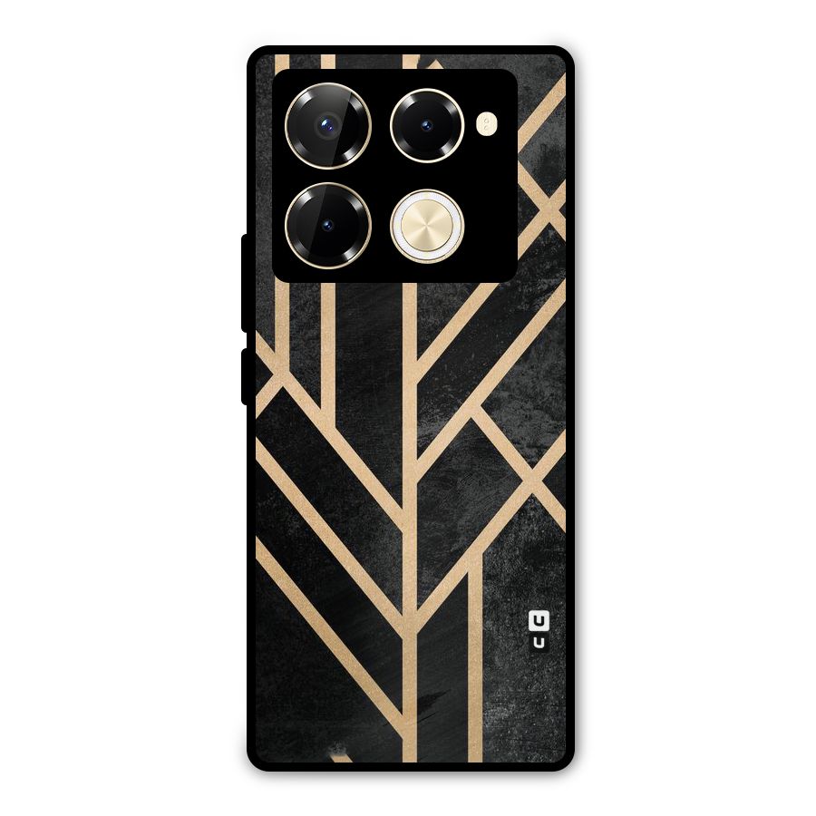Tri Lines Gold Metal Back Case for Infinix Note 40 Pro