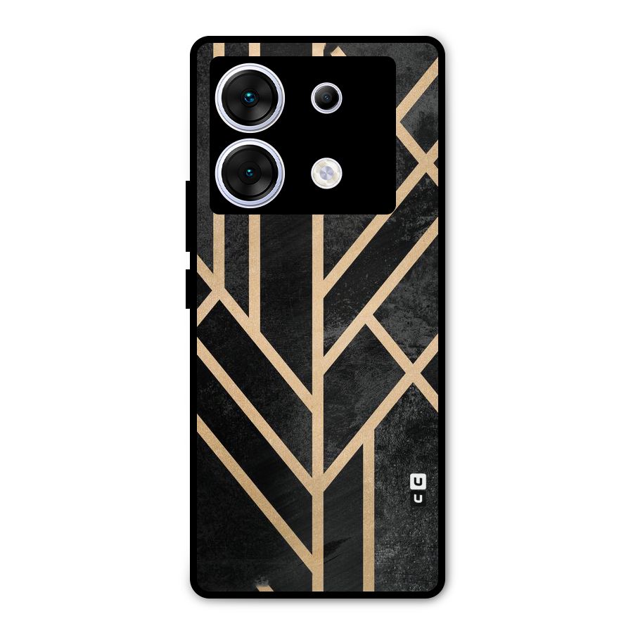 Tri Lines Gold Metal Back Case for Infinix Zero 30 5G