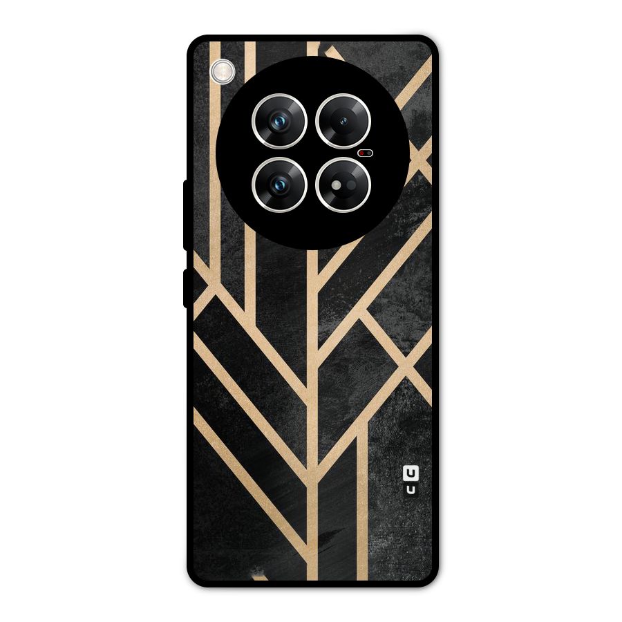 Tri Lines Gold Metal Back Case for Infinix Zero 40 5G