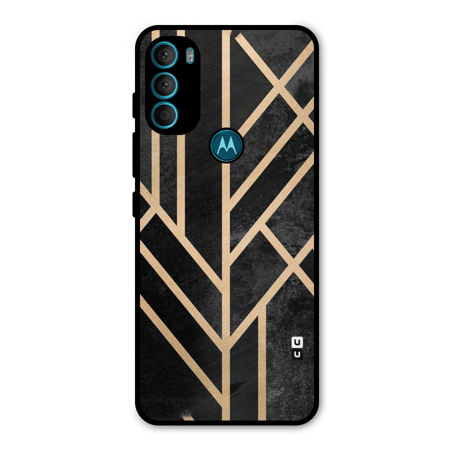 Tri Lines Gold Metal Back Case for Moto G71 5G