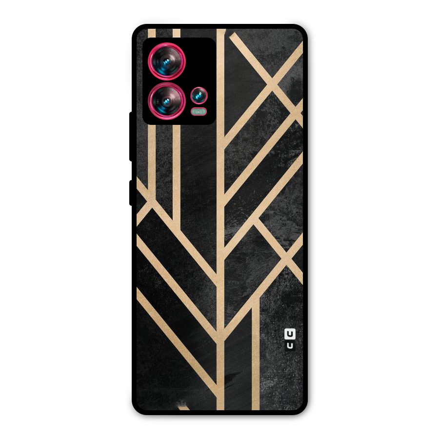 Tri Lines Gold Metal Back Case for Motorola Edge 30 Fusion