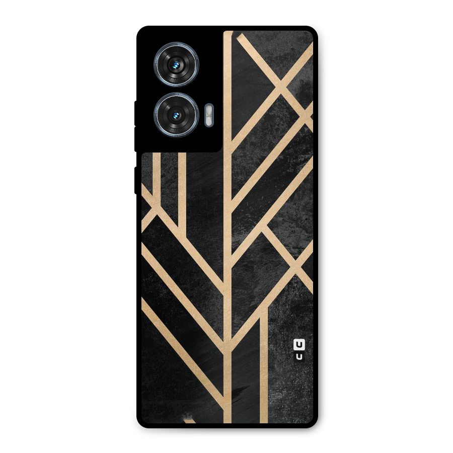 Tri Lines Gold Metal Back Case for Motorola Edge 50 Fusion