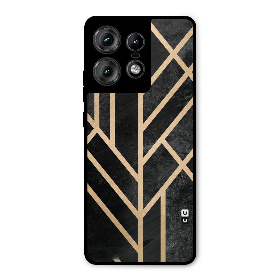 Tri Lines Gold Metal Back Case for Motorola Edge 50 Pro