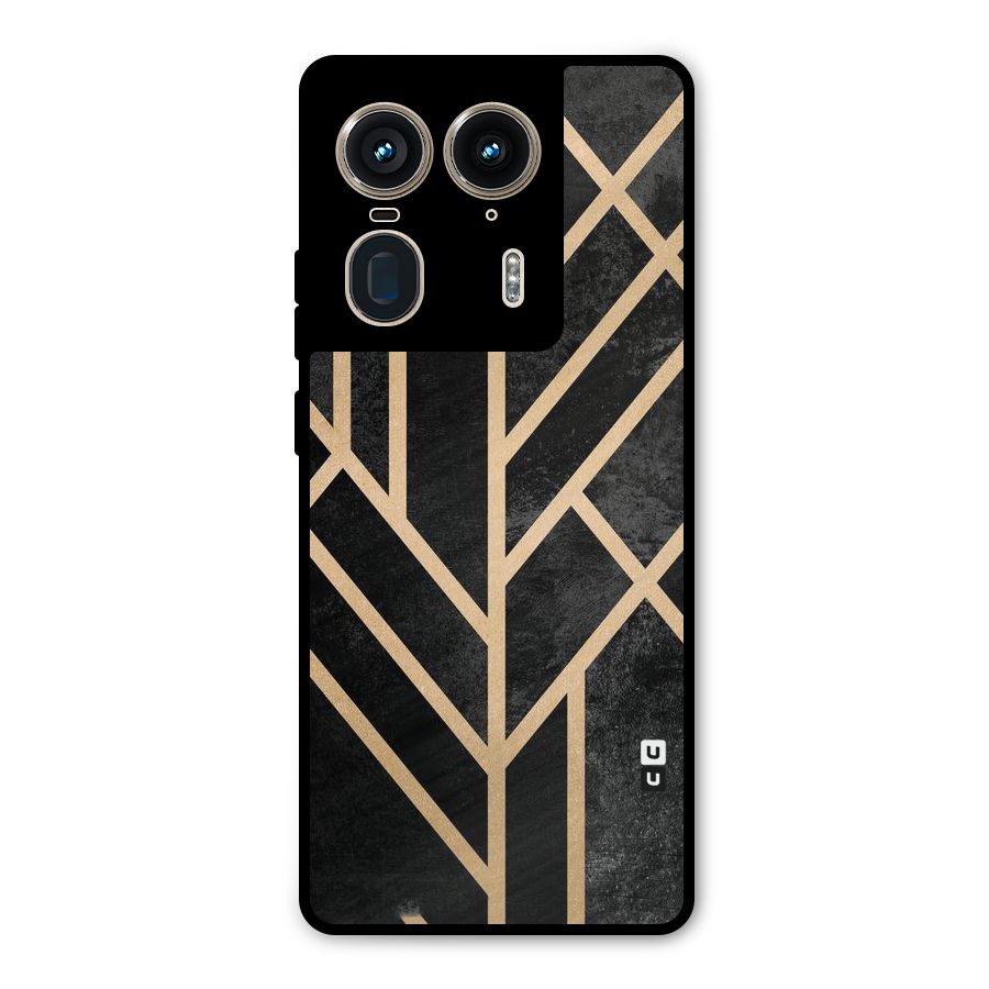 Tri Lines Gold Metal Back Case for Motorola Edge 50 Ultra