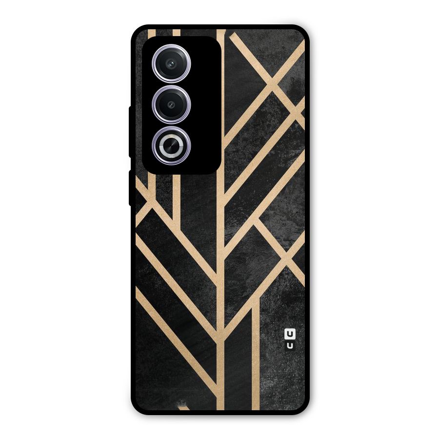 Tri Lines Gold Metal Back Case for Oppo A3 Pro
