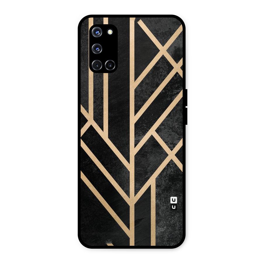 Tri Lines Gold Metal Back Case for Oppo A52
