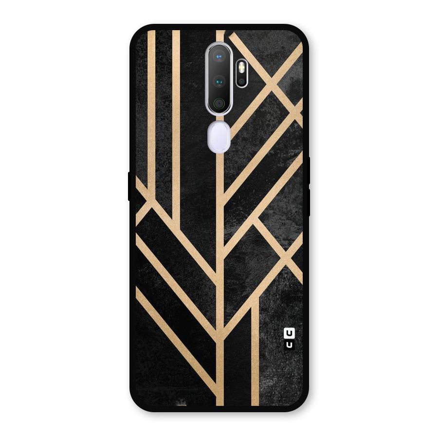 Tri Lines Gold Metal Back Case for Oppo A5 (2020)