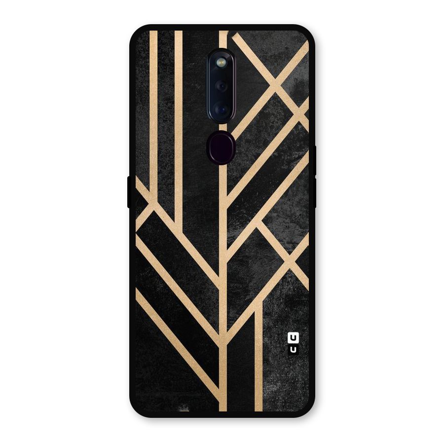 Tri Lines Gold Metal Back Case for Oppo F11 Pro