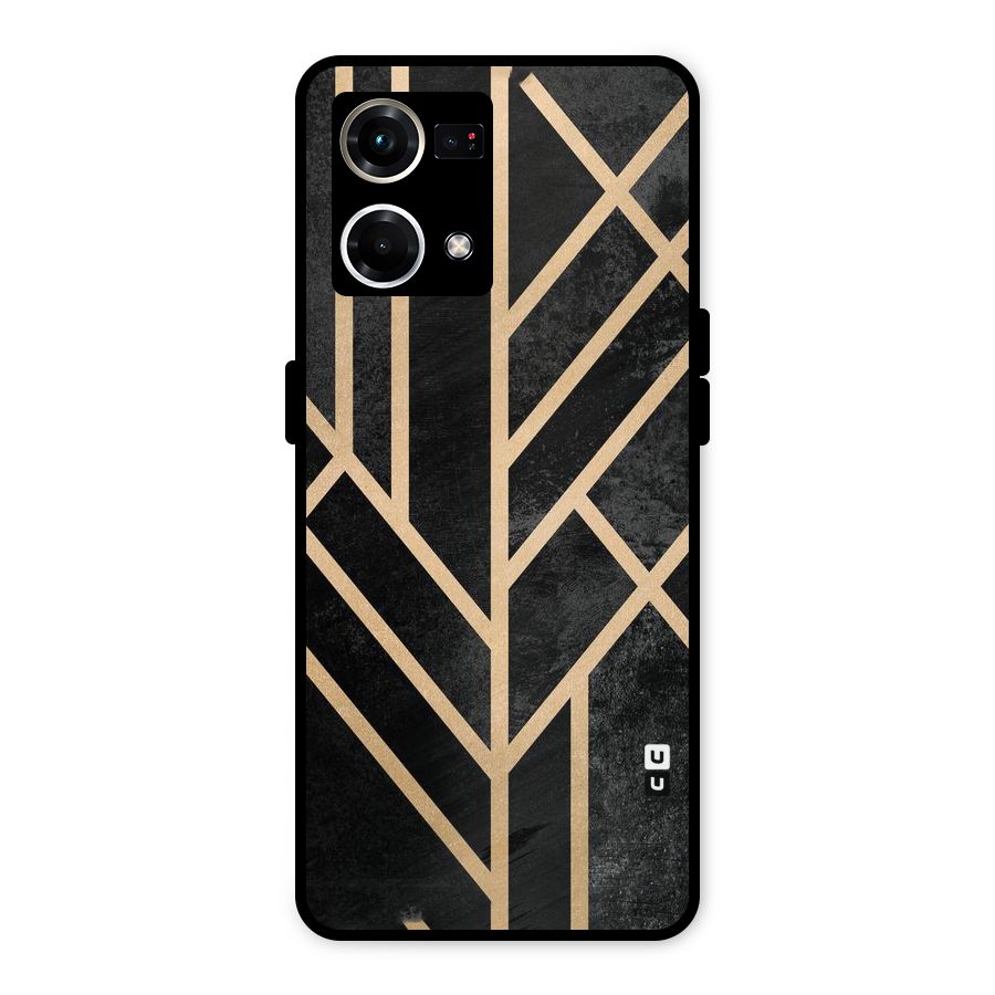Tri Lines Gold Metal Back Case for Oppo F21 Pro 4G