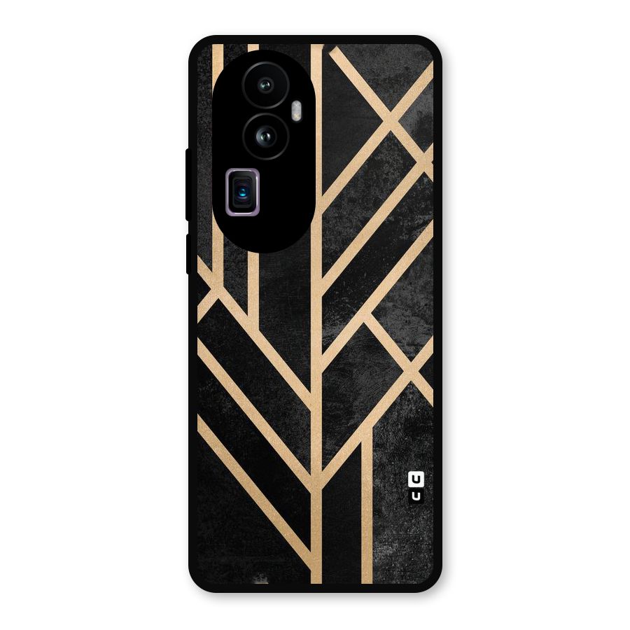 Tri Lines Gold Metal Back Case for Oppo Reno10 Pro Plus