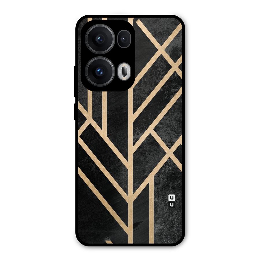Tri Lines Gold Metal Back Case for Oppo Reno13 Pro