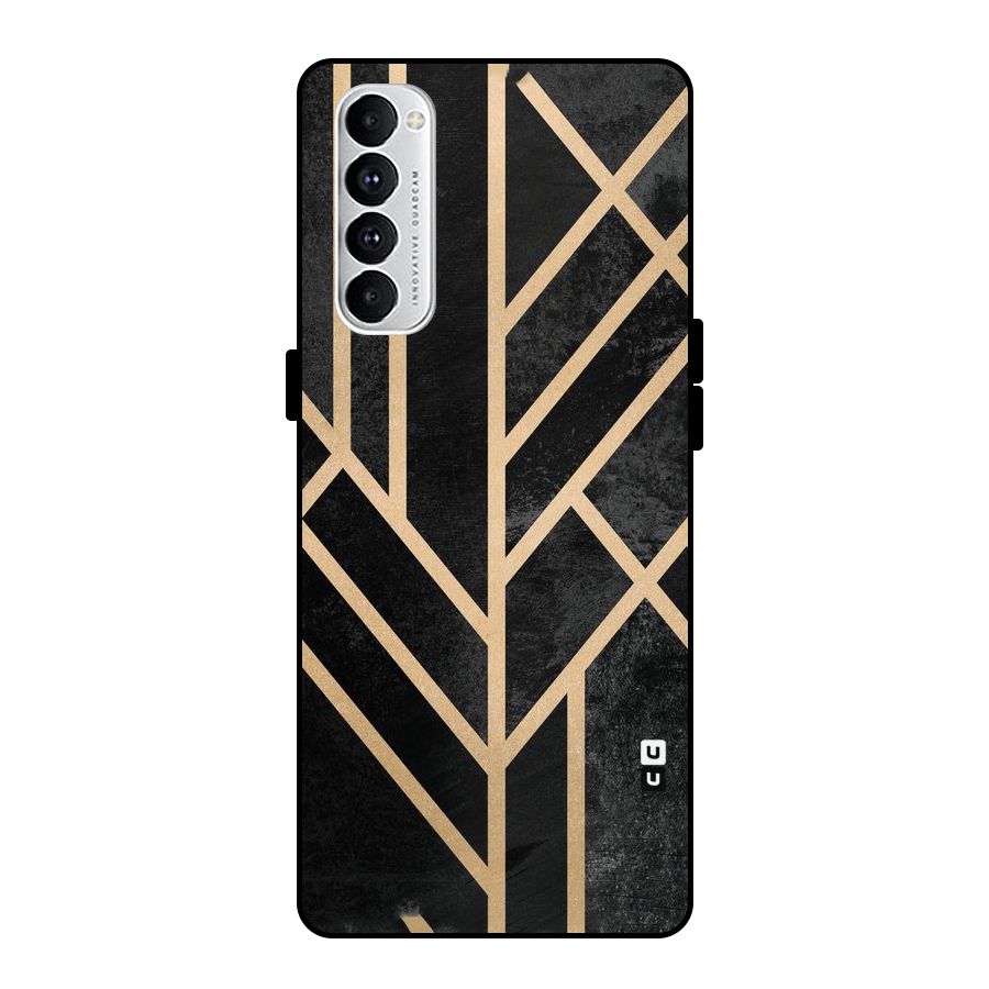 Tri Lines Gold Metal Back Case for Oppo Reno4 Pro