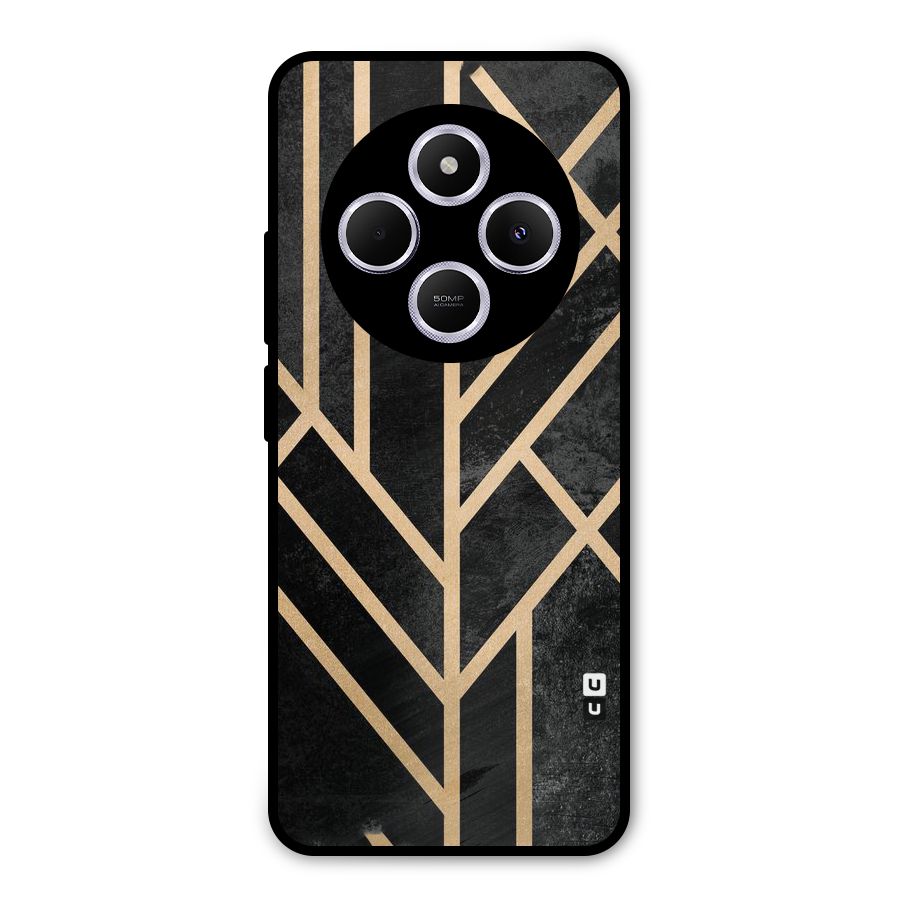 Tri Lines Gold Metal Back Case for Poco C75 5G