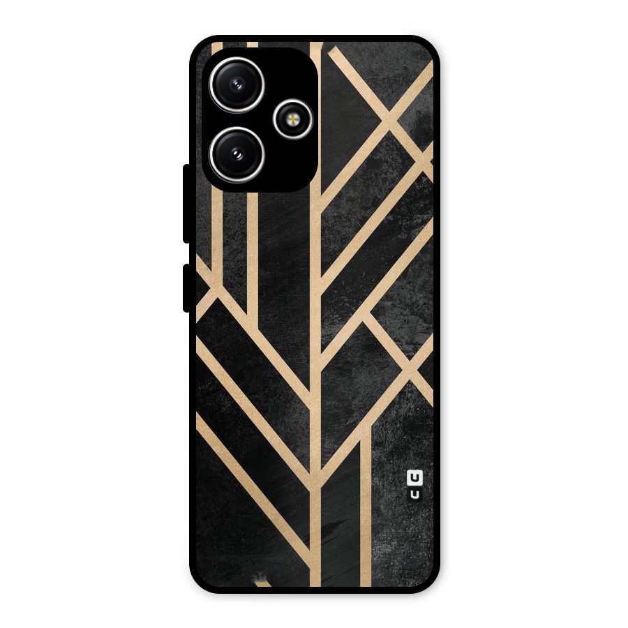 Tri Lines Gold Metal Back Case for Poco M6 Pro
