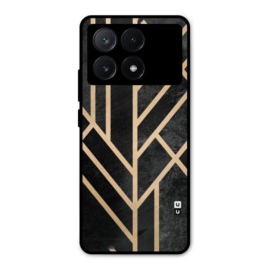 Tri Lines Gold Metal Back Case for Poco X6 Pro