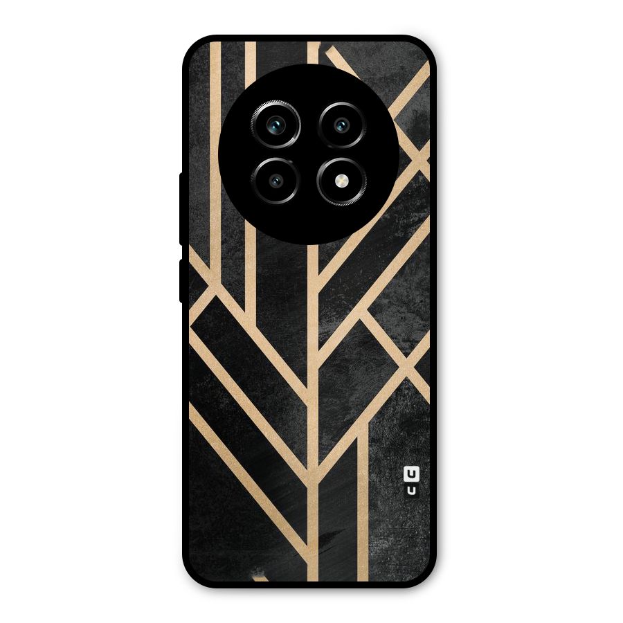 Tri Lines Gold Metal Back Case for Realme 14 Pro Lite