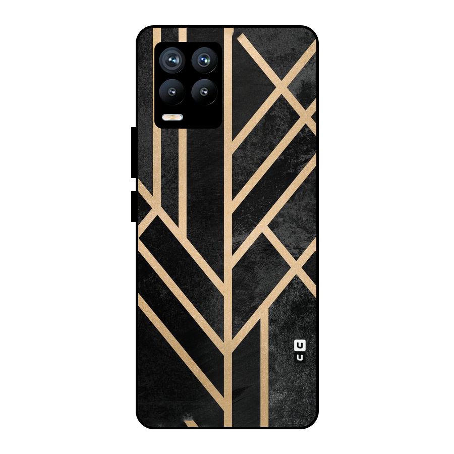 Tri Lines Gold Metal Back Case for Realme 8 Pro
