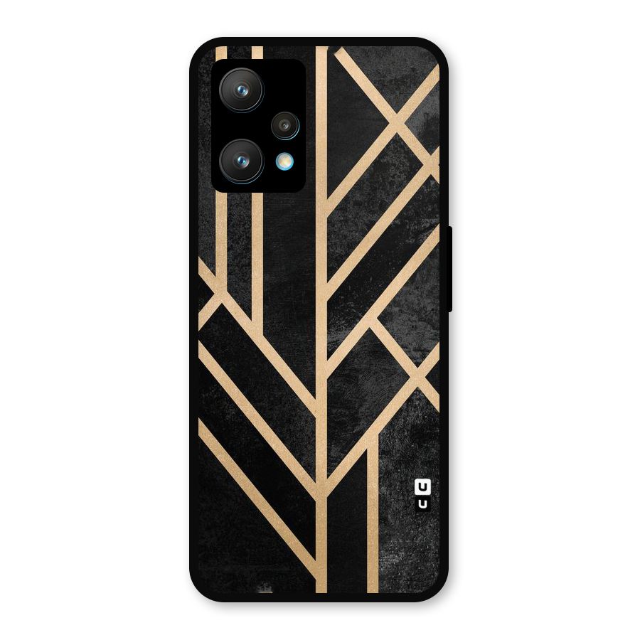 Tri Lines Gold Metal Back Case for Realme 9 Pro Plus 5G