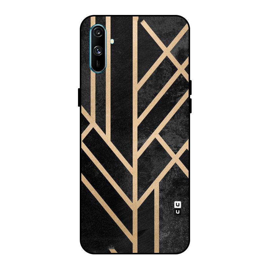 Tri Lines Gold Metal Back Case for Realme C3