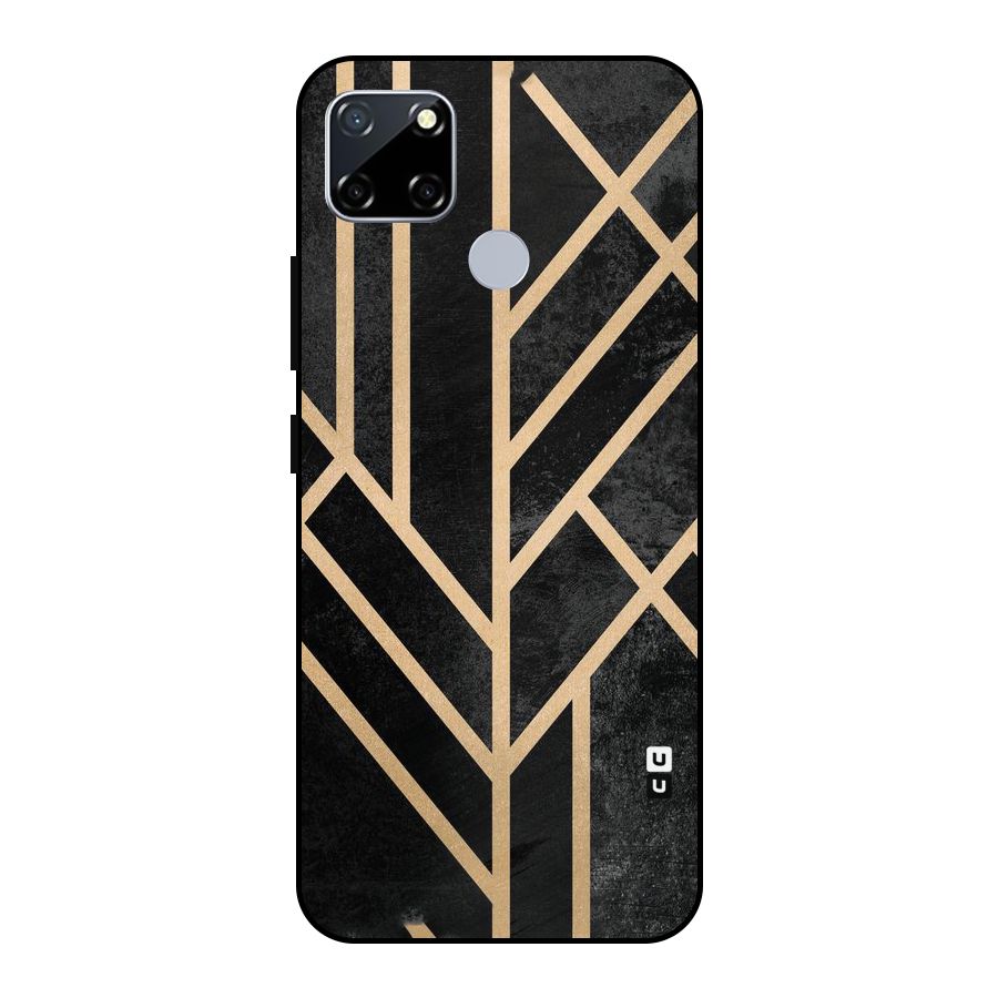 Tri Lines Gold Metal Back Case for Realme Narzo 20