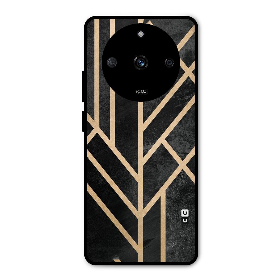 Tri Lines Gold Metal Back Case for Realme Narzo 60 5G