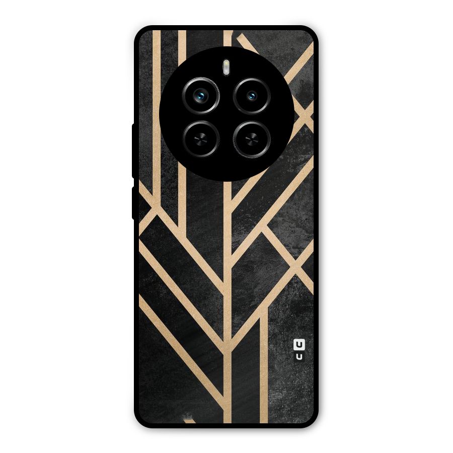 Tri Lines Gold Metal Back Case for Realme P1 Pro