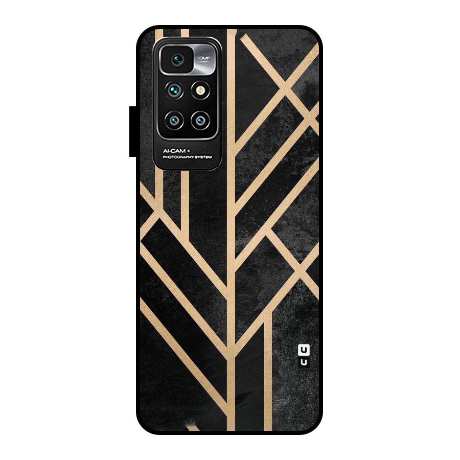 Tri Lines Gold Metal Back Case for Redmi 10 Prime