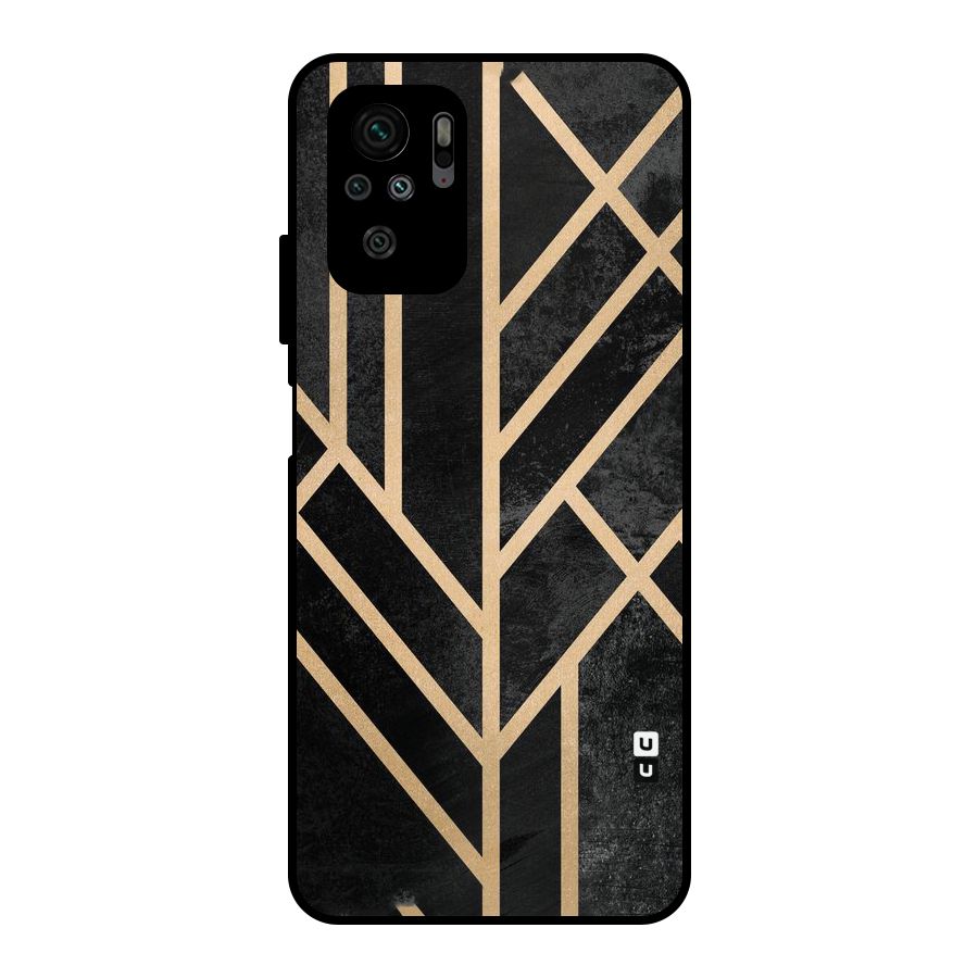 Tri Lines Gold Metal Back Case for Redmi Note 10S