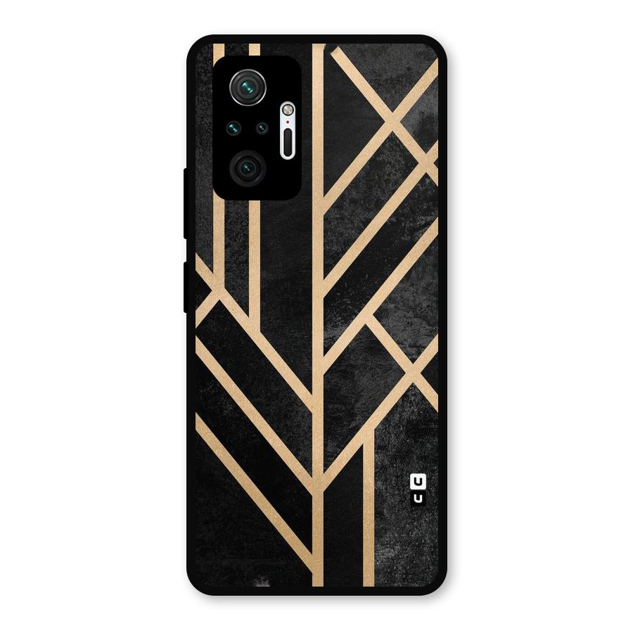 Tri Lines Gold Metal Back Case for Redmi Note 10 Pro