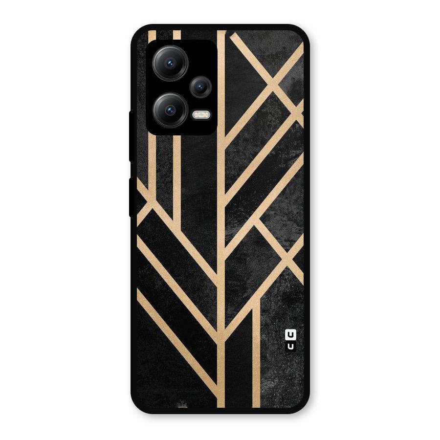 Tri Lines Gold Metal Back Case for Redmi Note 12 5G