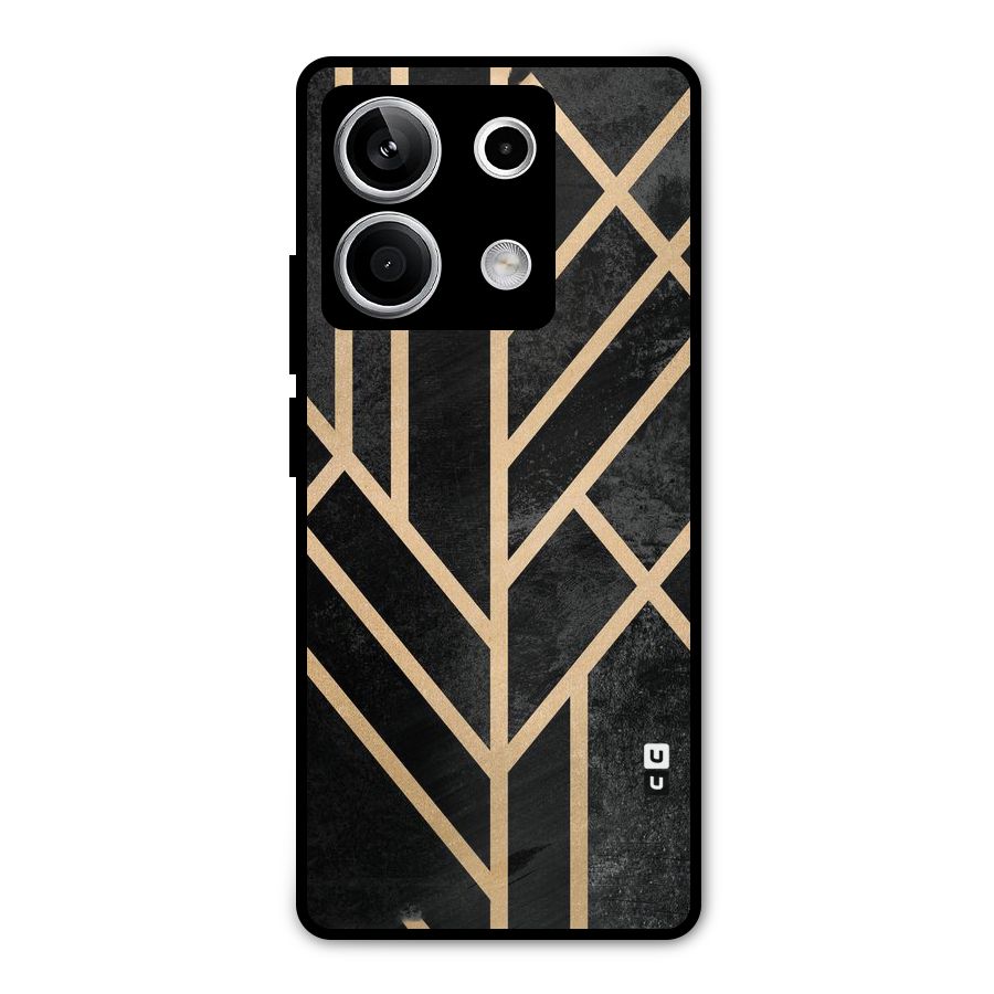 Tri Lines Gold Metal Back Case for Redmi Note 13 5G
