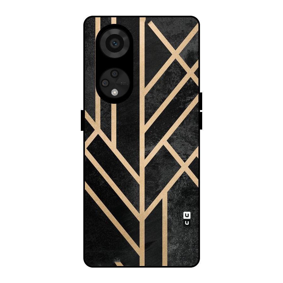 Tri Lines Gold Metal Back Case for Reno8 T 5G